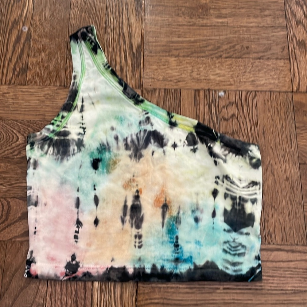 Cotton Citizen Tie Die One Shoulder Crop Top